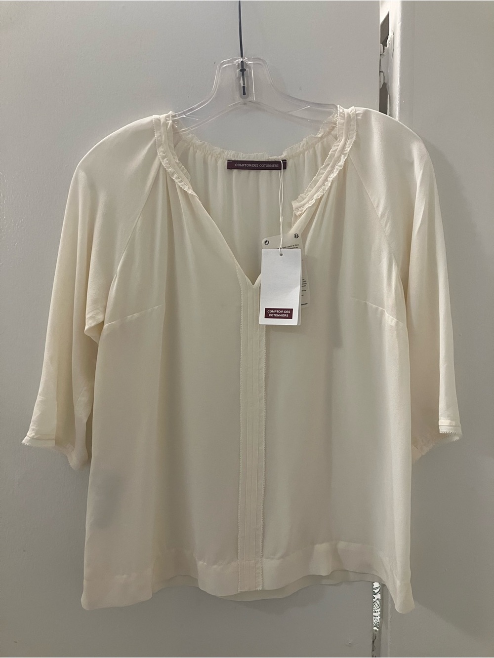 New COMPTOIR DES COTONNIERS Off White Blouse Shirt Top White Sz XS 36